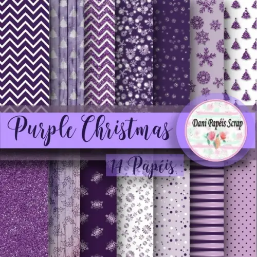 Kit Digital Papel Purple Christmas