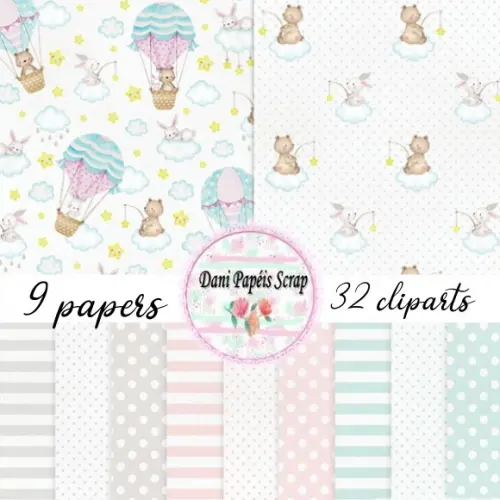 Kit Digital Papel Sonhe Alto Aquarela