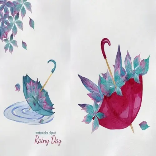 Kit Digital Papel Scrapbook Rainy Day Elementos/Cliparts