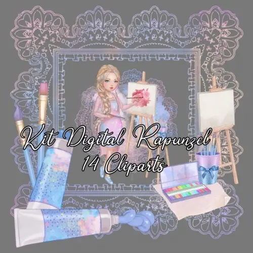 Kit Digital Princesa Rapunzel Pintora