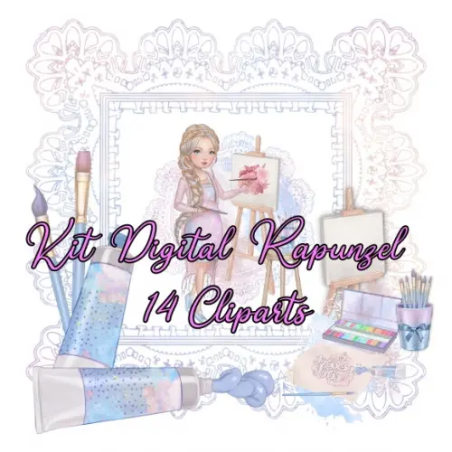 Kit Digital Princesa Rapunzel Pintora
