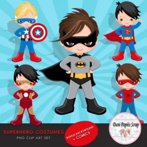 Kit Digital Superherois Costumes