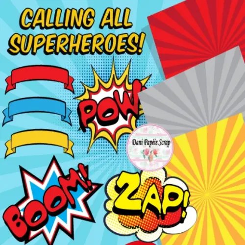 Kit Digital Superherois Costumes