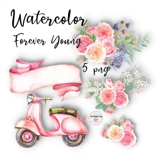 Kit Digital Watercolor Forever Young