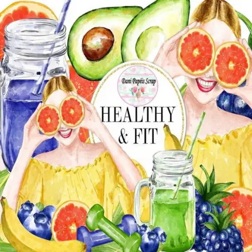 Kit Frutas Aquarela Cliparts Fitness
