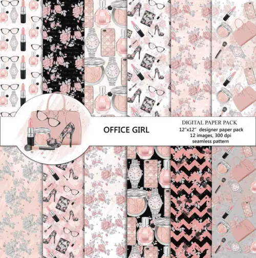KIT PAPÉIS E CLIPARTS DIGITAIS SCRAP MY OFFICE GIRL
