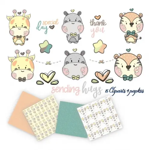 Kit Papel Digital Animais dois