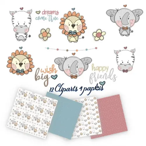 Kit Papel Digital Animais