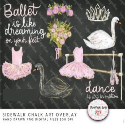 Kit Papel Digital ballet chalkboard art