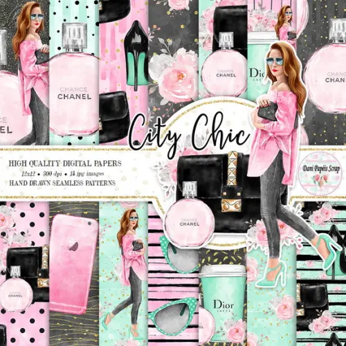 Kit Papel Digital Cidade Chique