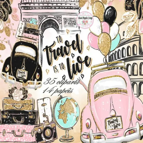 Kit Papel Digital Cliparts Travel Is To Live