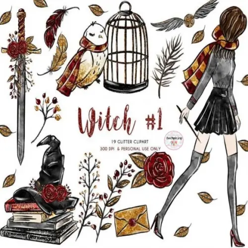 Kit Papel Digital e Cliparts Witch