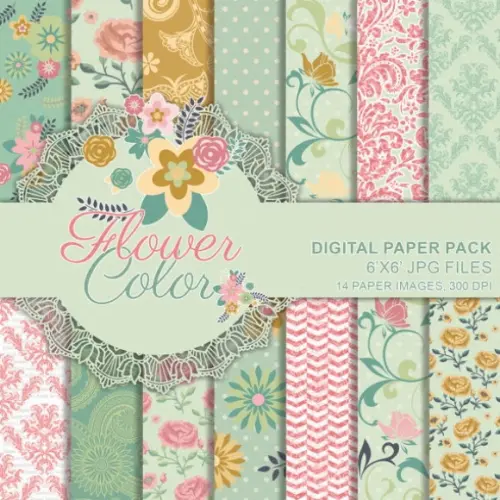 Kit Papel Digital Flowers Color