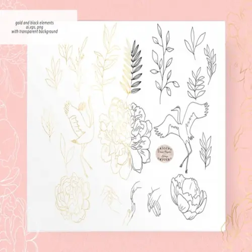 Kit Papel Digital Floral Scrap Luxo Peachy Tenderness