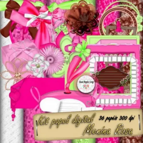 Kit Papel Digital Menina Rosa