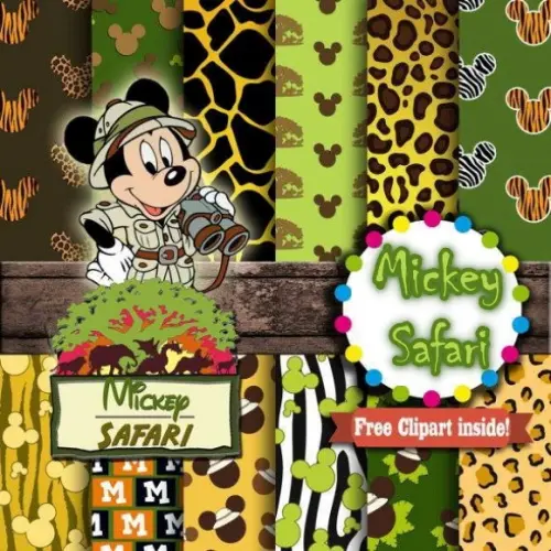 Kit Papel Digital Mickey Safari