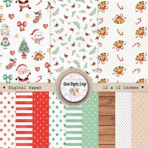 Kit Papel Digital Natal e Elementos
