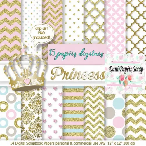 kit papel digital princesas