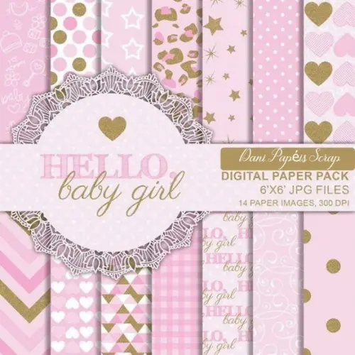 KIT PAPEL DIGITAL SCRAP HELLO BABY GIRL