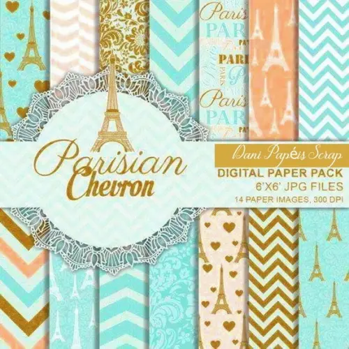 KIT PAPEL DIGITAL SCRAP PARISIAN CHEVRON FROU