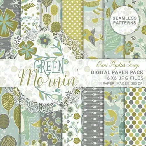 KIT PAPEL DIGITAL SCRAP VERDE FROU