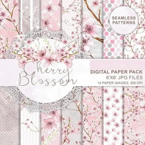 Kit Papel Digital Scrapflor D Cerejeira Frou