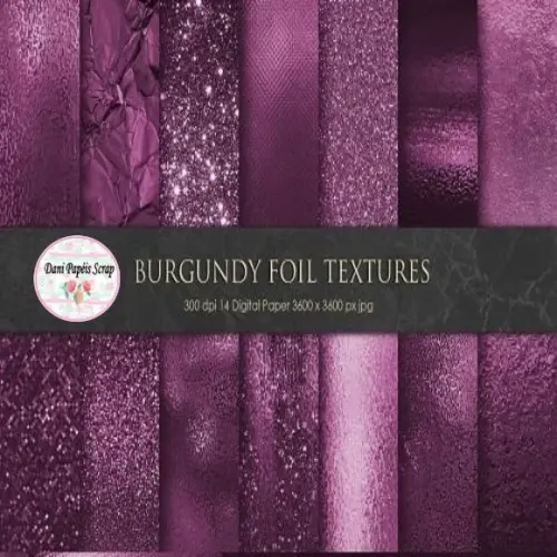 Kit Papel Digital Vinho Foil And Glitter Textures