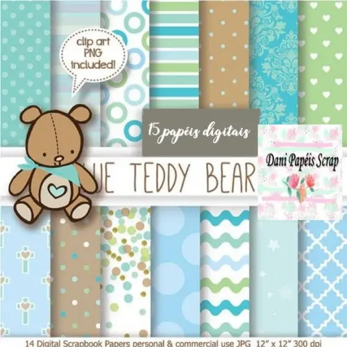 KIT PAPEL DIGITAL URSINHO TEDDY