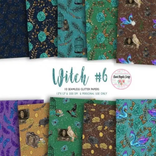 Kit Papel e Cliparts Witch 6 Fantastic