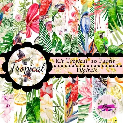 Kit Scrapbook Digital Tropical papel