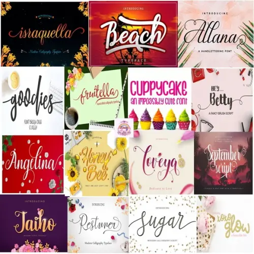 Pacote de fonts Cursivas para convites e Posters