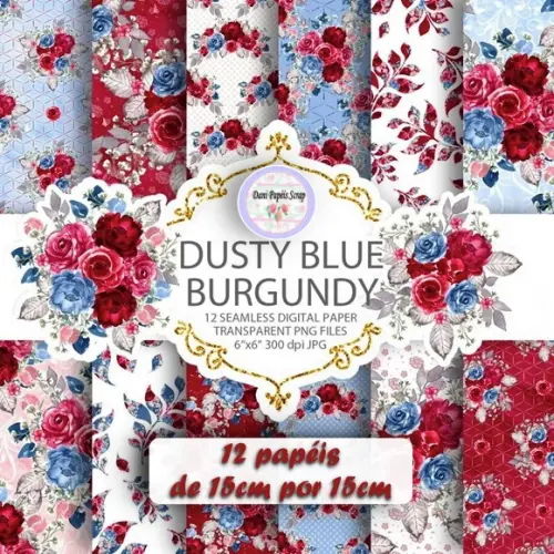 Papel Digital Floral Scrap Luxo 12 Papéis