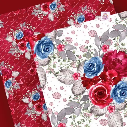Papel Digital Floral Scrap Luxo 12 Papéis