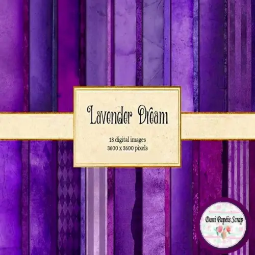 Papel Digital Scrap Lavanda escuro 18 papéis