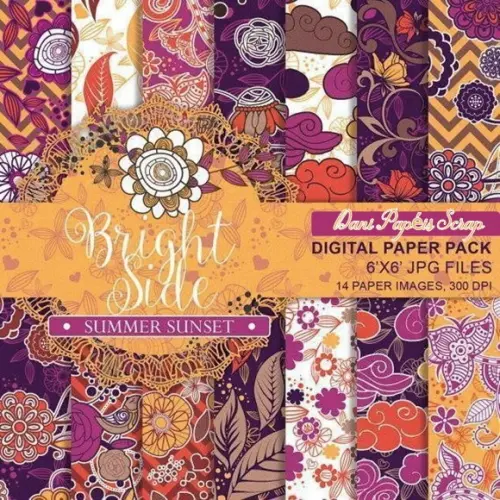 PAPEL DIGITAL SCRAP BRIGHT SIDE SUMMER SUNSET FROU