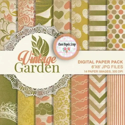 Papel Digital Scrap Vintage Garden Frou