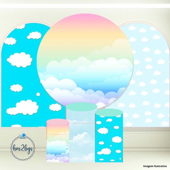 Kit Cilindros e Painel - Arte Digital Nuvens