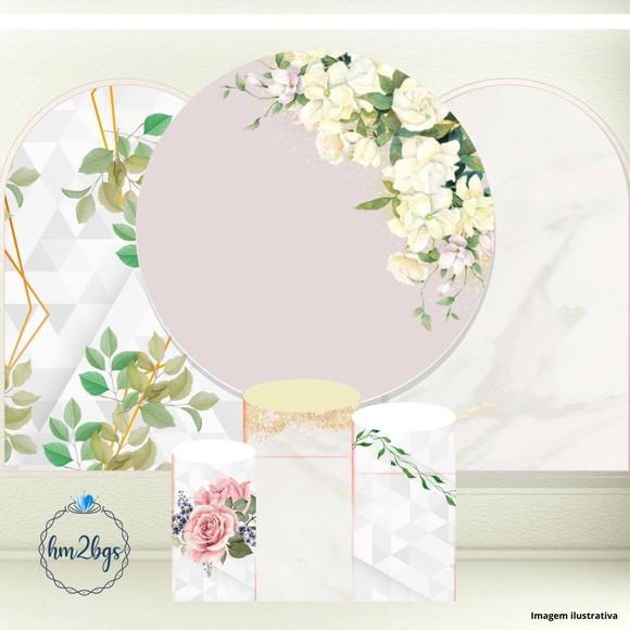 Kit Cilindros e Painel - Arte Digital Flores