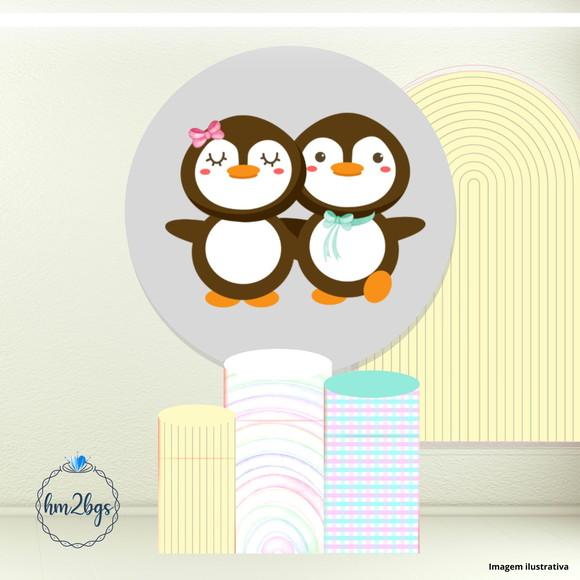 Kit Festa Arte Digital - Pinguim Casal (cilindro e Painel)