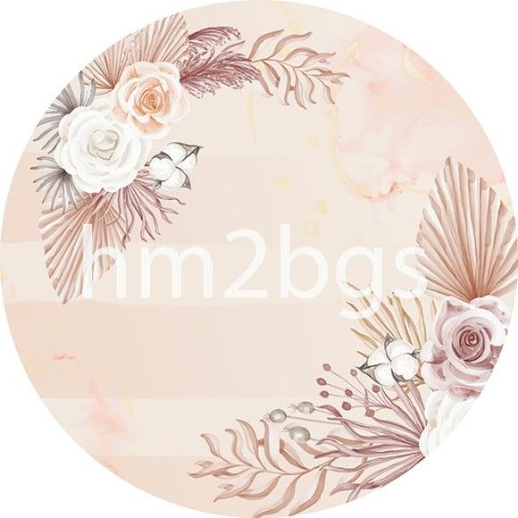 Arte Digital para Painel - Flores em Fundo Bege