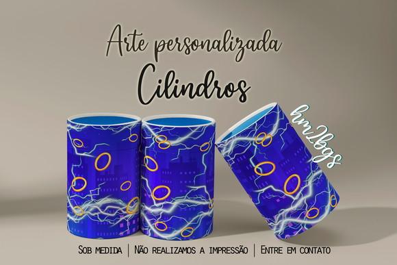 Arte Digital para Capa de Cilindros - Cidade Noite Raios