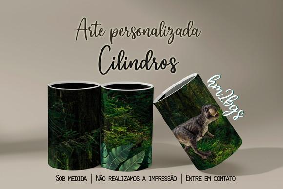 Arte Digital para Capa de Cilindros - Dinossauro