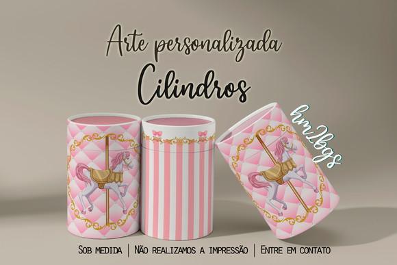 Arte Digital para Capa de Cilindros - Carrossel Rosa