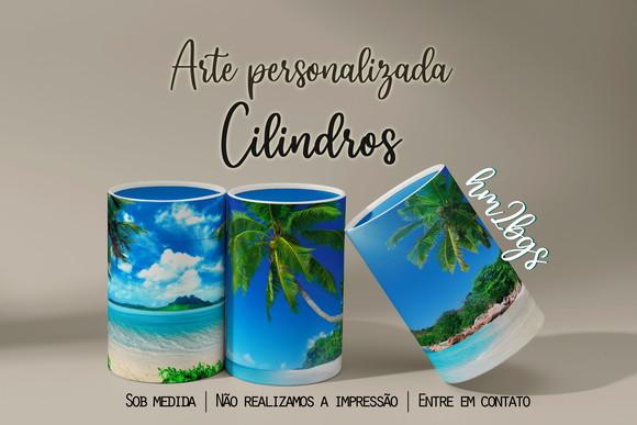 Arte Digital para Capa de Cilindros - Praia Litoral Mar