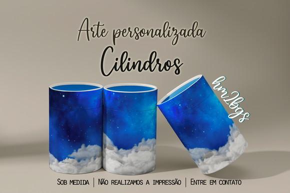 Arte Digital para Capa de Cilindros - Céu Noturno Azul