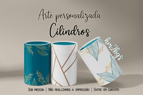 Arte Digital Para Capa De Cilindros - Folhas E Dourado