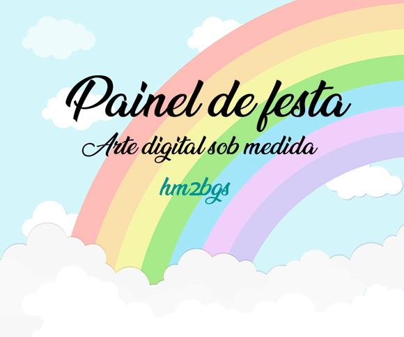 Painel de festa - arte digital - arco-íris