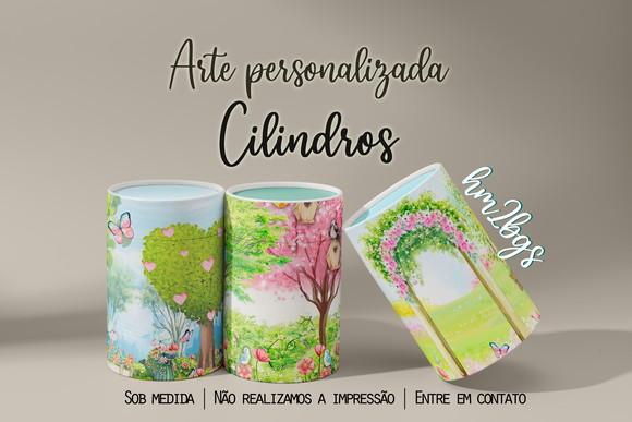 Arte digital para capa de cilindros - Jardim encantado