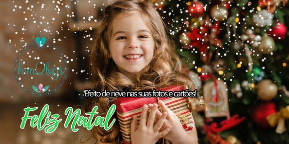 Natal - cartão com efeito neve nas fotos