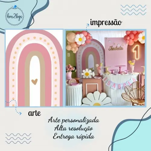 Arte Digital Painel Romano - Arco Íris Boho